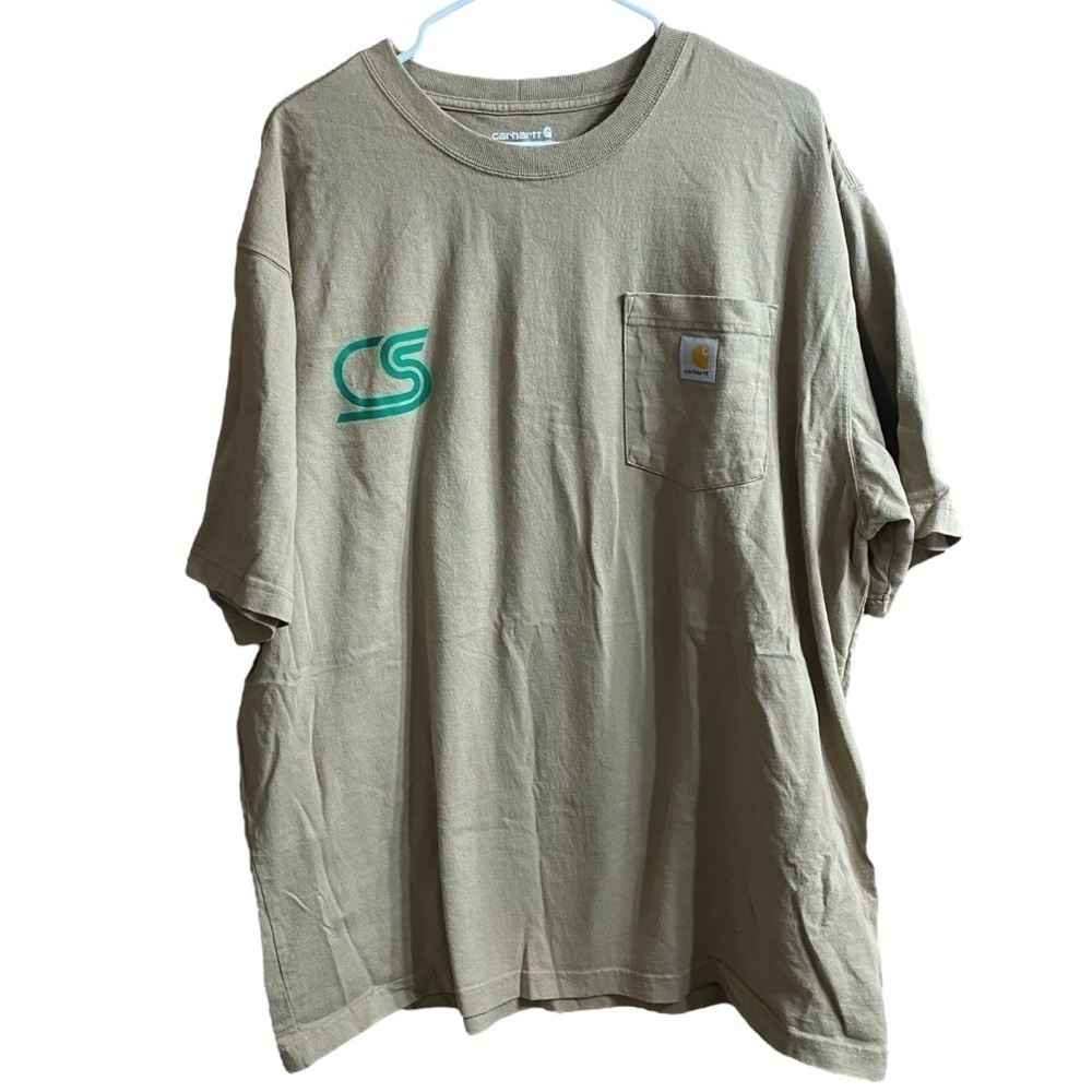 Carhartt CS Railroad Tough Tan Loose Fit One Pocket Short Sleeve TShirt Size XL